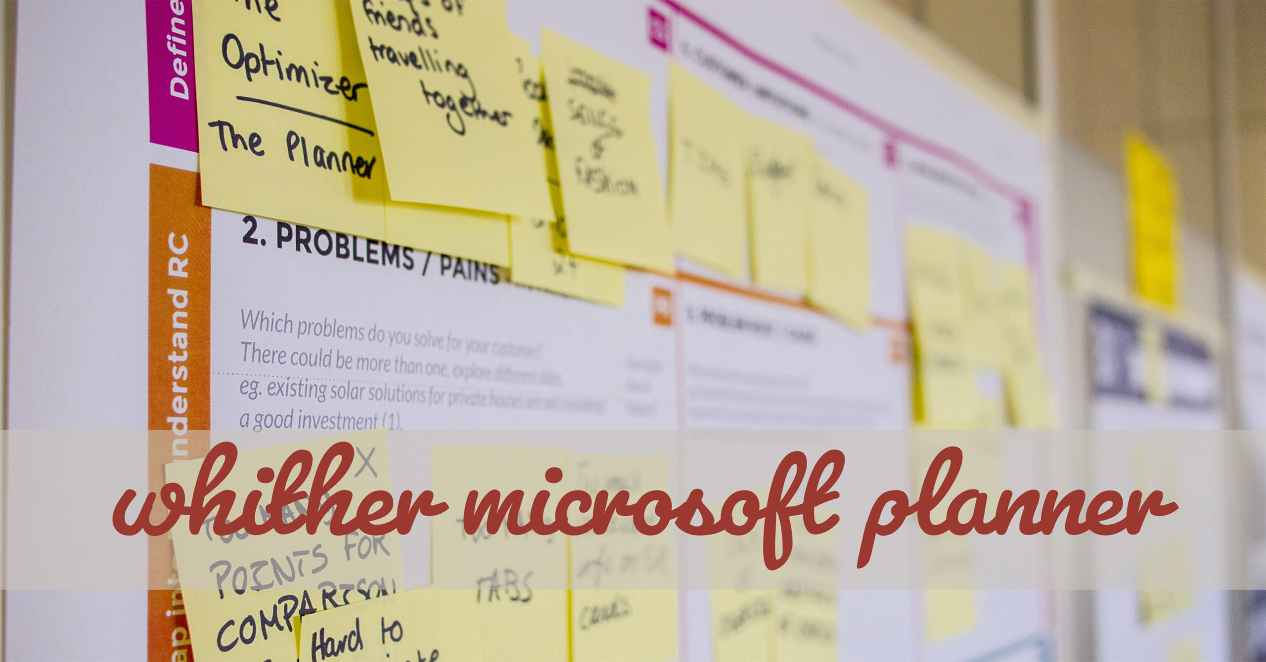 Planning board with sticky notes showing 